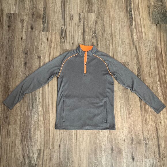 Slazenger Golf Pullover Long Sleeve 1/4 Quarter Zip‎ Kids Size Large Gray Orange - Picture 1 of 7